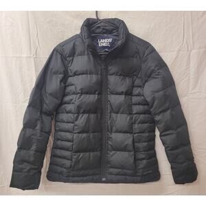 Women's Lands' End Down Puffer Jacket Black XS